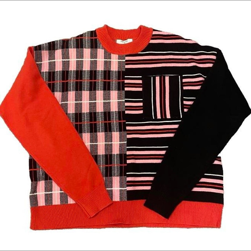 LABELRAIL x Hana Cross Oversized Sweater in Patchwork Knit Size S
